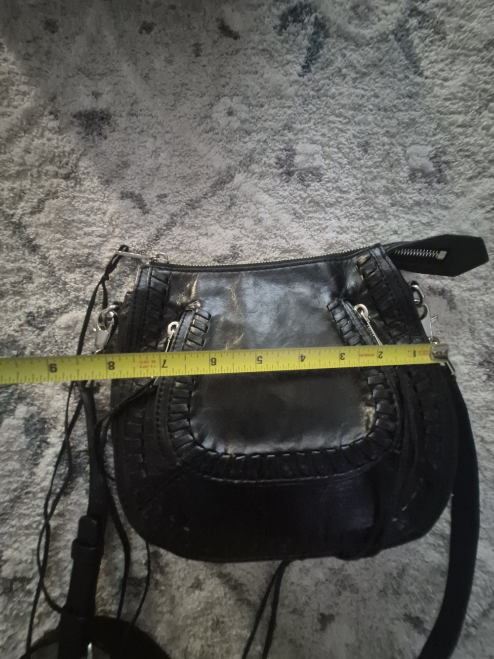 Rebecca Minkoff Black Leather Vanity Saddle Crossbody Bag - Picture 13 of 14